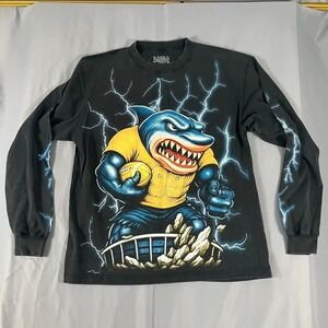 Empire Graphic Long Sleeve Shirt Mens Large Shark Football Lightning Vtg Retro